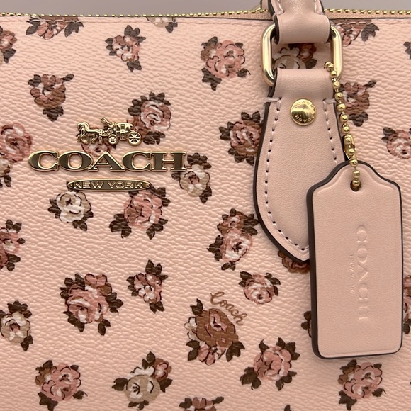 Coach Georgia Satchel Bag With Rose Print GOLD/BLUSH MULTI - Picture 3 of 15